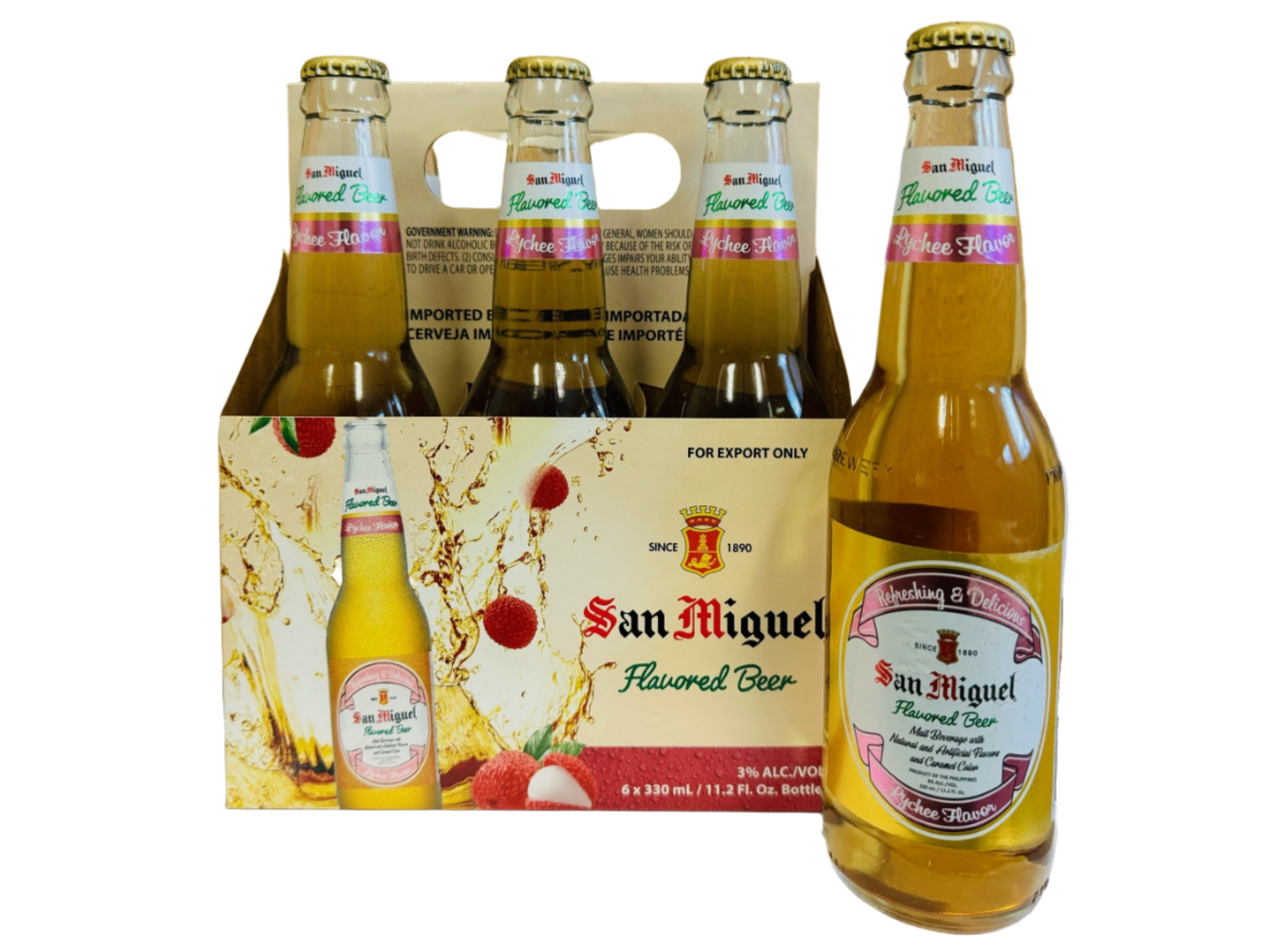 SAN MIGUEL LYCHEE BEER BOTTLE - Co-Ho Imports